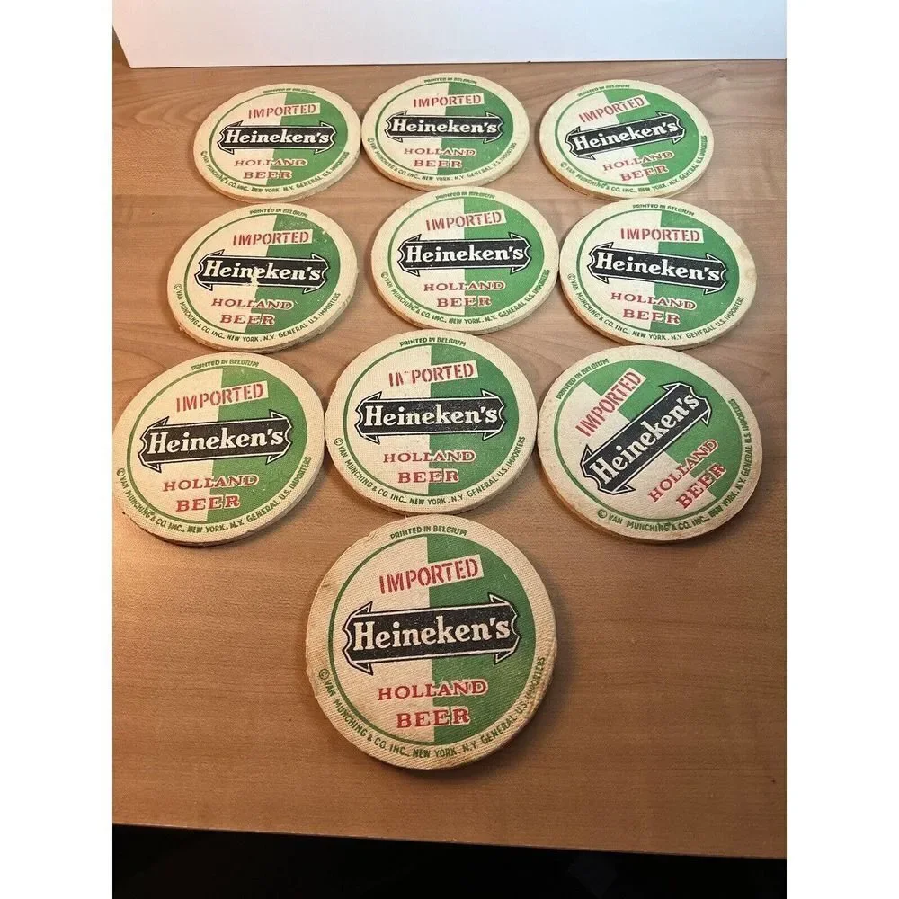 Vintage HEINEKEN Green Biere Bier Beer Coasters Bar Pub Tavern Holland (10)